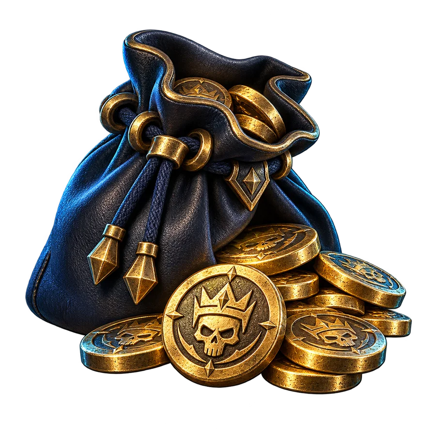 A navy coin pouch with gold NirvanaCoins