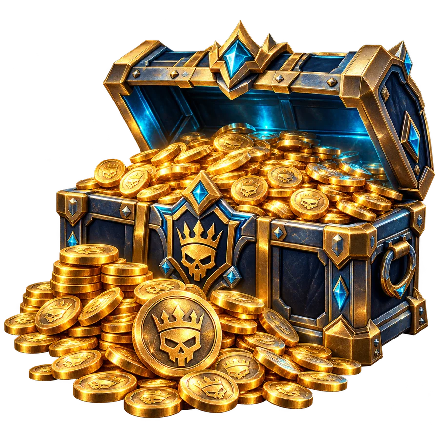 A grand treasury coffer overflowing with gold NirvanaCoins